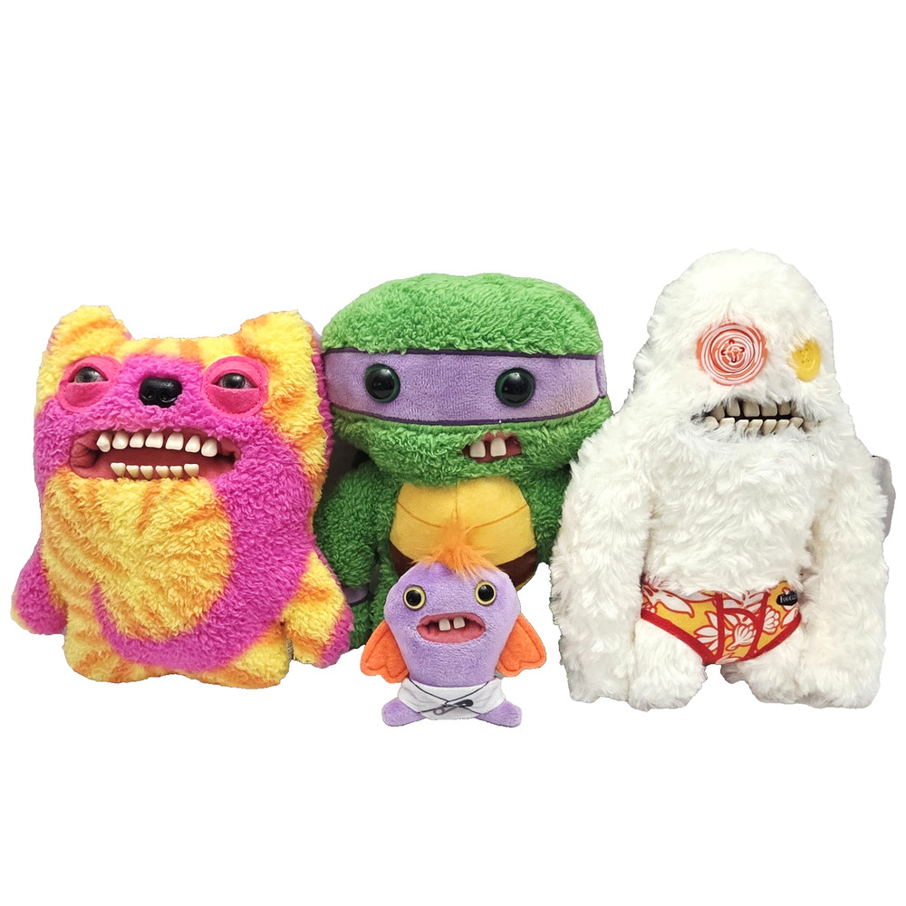 Fuggler Funny Ugly Monster Plush Lot of 4 Cod Father Donatello Sasquoosh Misfit